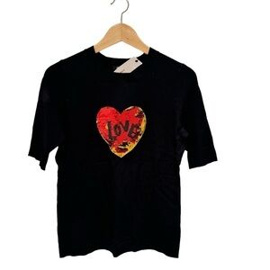 525 AMERICA black knit flip sequin t-shirt - size small